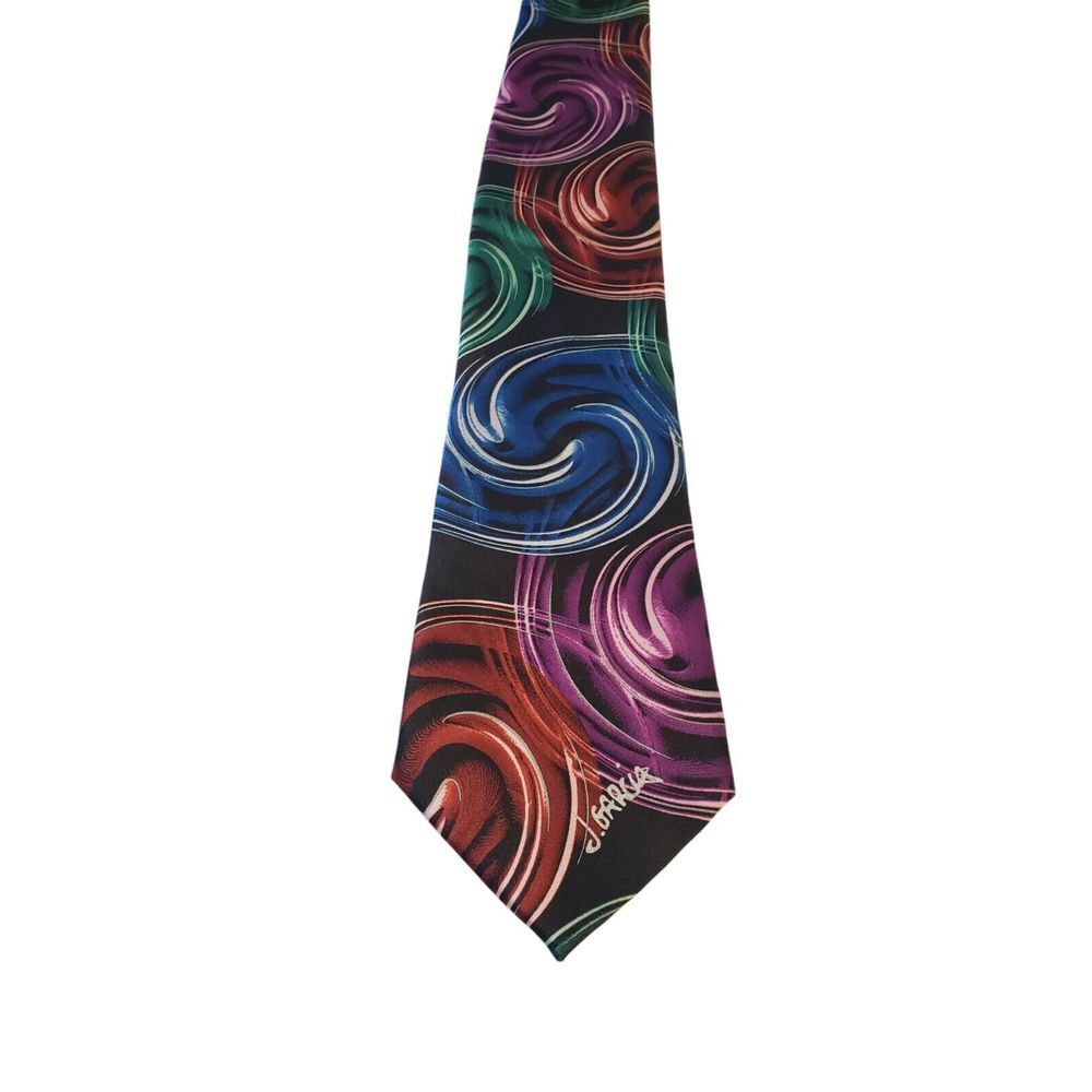 J Garcia 'Snail Garden' Neck Tie Mens Collectors Edition Black Swirls‎ Artwear